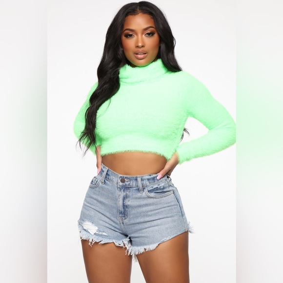 FASHIONOVA Being Cozy Fuzzy Sweater, Neon Lime & Neon Pink, Small - Picture 6 of 12